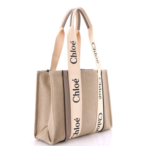 Chloe Medium Woody Tote Canvas with Leather - Picture 2 of 5